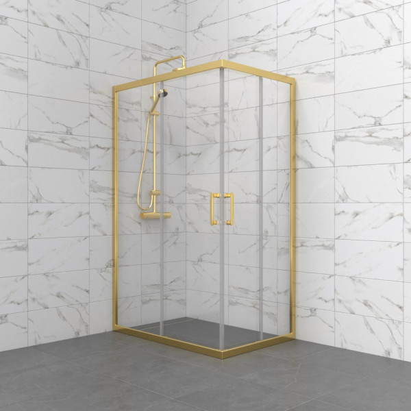 Душевой уголок Triton Фикс-Голд 120x80  стекло прозрачное, профиль золотой (DK450)