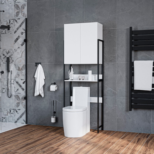 Стеллаж Melodia Комфорт полки и дверцы 300 белый (из 2 частей) (MFR80060WT)