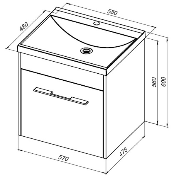 Тумба подвесная Aquanet Августа 58 белый (ручки хром) (00274017) Тумба подвесная Aquanet Августа 58 белый (ручки хром) (00274017)