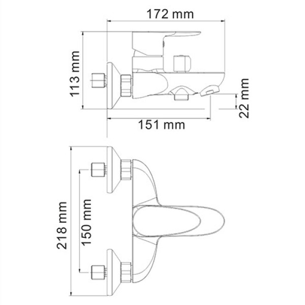 Смеситель для ванны и душа WasserKRAFT Leine с коротким изливом (3501)