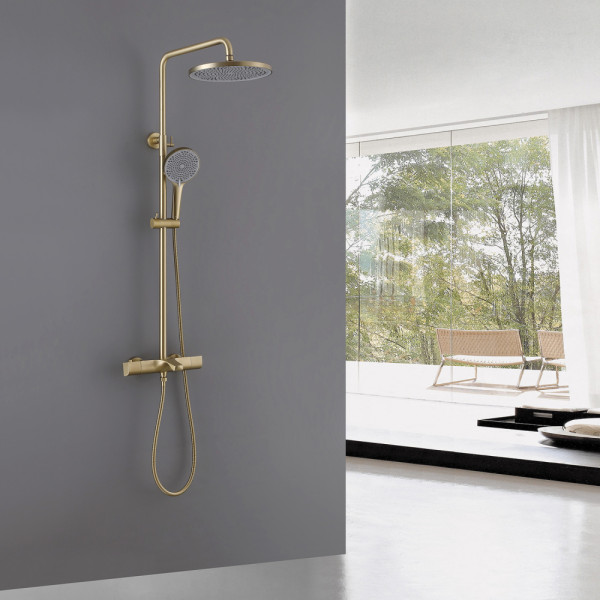 Душевая система Abber Thermostat с изливом золото матовое (AF8516GL)