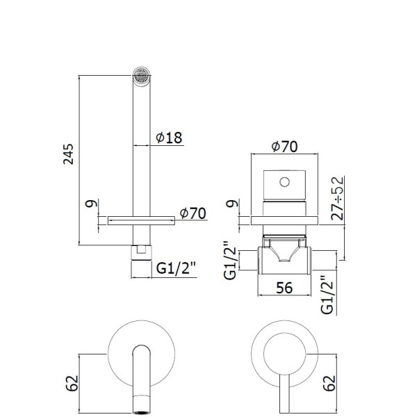 Смеситель для раковины Paffoni Light термостатический, хром (LIG007ST70) Смеситель для раковины Paffoni Light термостатический, хром (LIG007ST70)