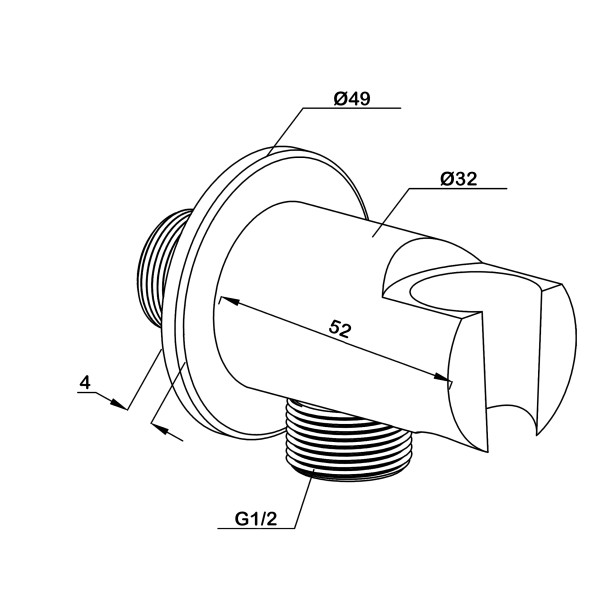 Подсоединение шланговое с держателем для лейки Swedbe Platta хром (5505)