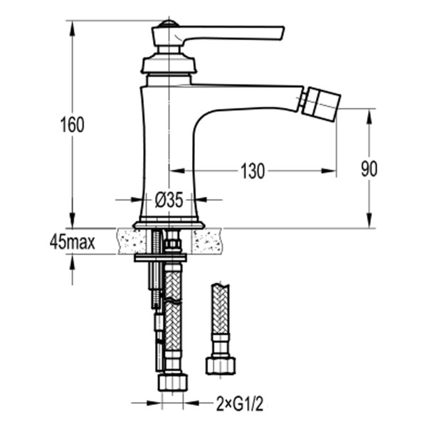 Смеситель для биде Swedbe Terracotta терракота (темная бронза) (2505)