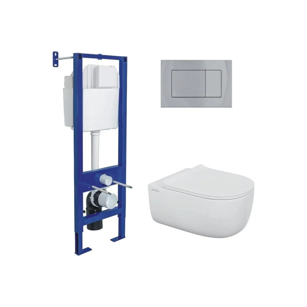 Комплект инсталляция с унитазом Berges Atom кнопка хром глянец, унитаз Ego XL Rimless, сиденье с soft-close (043359) Комплект инсталляция с унитазом Berges Atom кнопка хром глянец, унитаз Ego XL Rimless, сиденье с soft-close (043359)