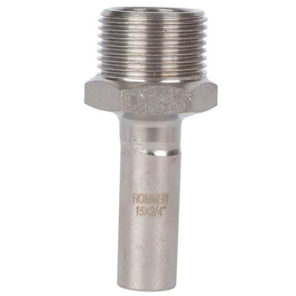 Вставка резьбовая 15х3/4"Н Rommer из нержавеющей стали (пресс) (RSS-0024-001534) Вставка резьбовая 15х3/4"Н Rommer из нержавеющей стали (пресс) (RSS-0024-001534)