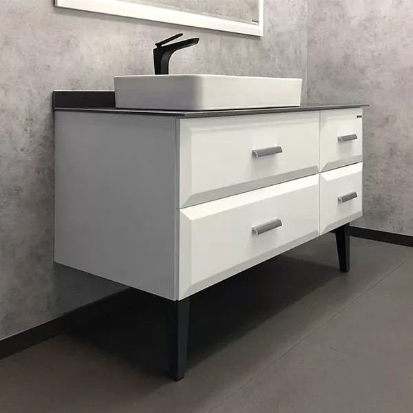 Тумба подвесная с раковиной Comforty Империя 1200x520x890 белый глянцевый/графит (00-00013788)