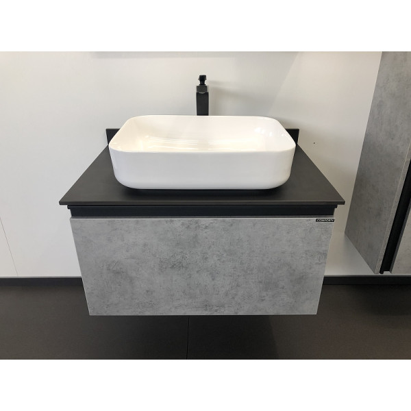 Тумба подвесная с раковиной Comforty Эдинбург 750x520x550 дуб светлый/черный (00004149066)