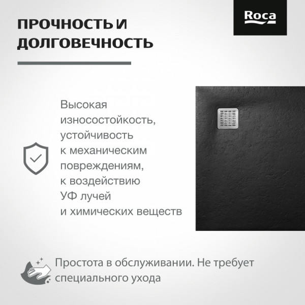 Душевой поддон Roca Terran 90x90x28 профиль черный (AP1033843840140)