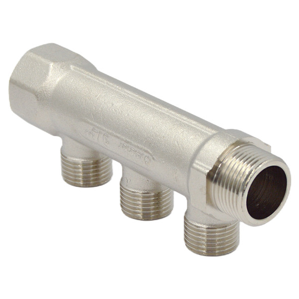 Коллектор 3 отвода 1"х1/2"Н Okseler (никель) (oks00373)