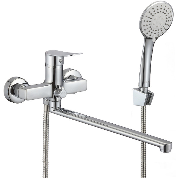 Смеситель для ванны и душа Milardo Demi с душевым комплектом, хром (DEMSB00M10) Смеситель для ванны и душа Milardo Demi с душевым комплектом, хром (DEMSB00M10)