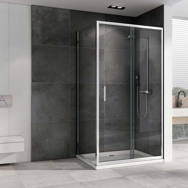 Душевой уголок Abber Schwarzer Diamant 100x100 стекло прозрачное, профиль профиль хром (AG301005-S1005)