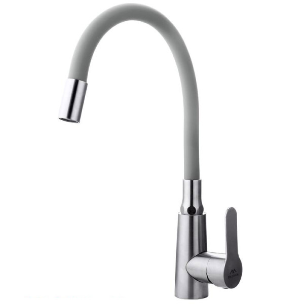 Смеситель для кухни Fashun с гибким изливом сатин/серый (A54301-12)