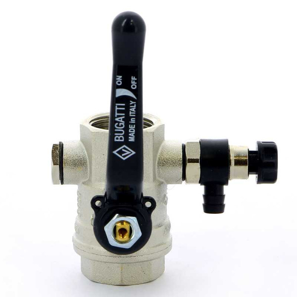 Кран Bugatti 3/4" шаровый с воздухоотводчиком Oregon 330 (черная ручка) (03300024)