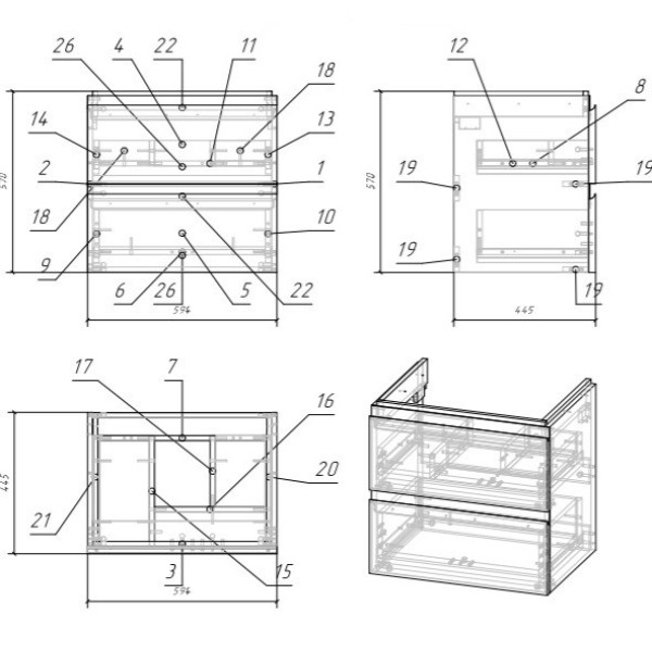 Тумба подвесная Cersanit Moduo белый (SB-SZ-MOD-MO60/Wh)