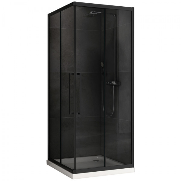 Душевой уголок Abber Schwarzer Diamant 80x80x195 стекло тонированное, профиль черный (AG02080BDTH) Душевой уголок Abber Schwarzer Diamant 80x80x195 стекло тонированное, профиль черный (AG02080BDTH)