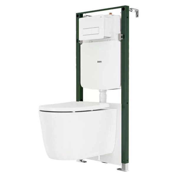Комплект инсталляция с унитазом и клавишей смыва белая Iddis (BASSLPA3i73)