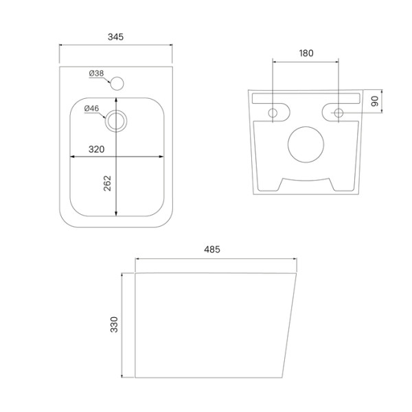 Подвесное биде Bild чёрное матовое Iddis (BILRB02i82)