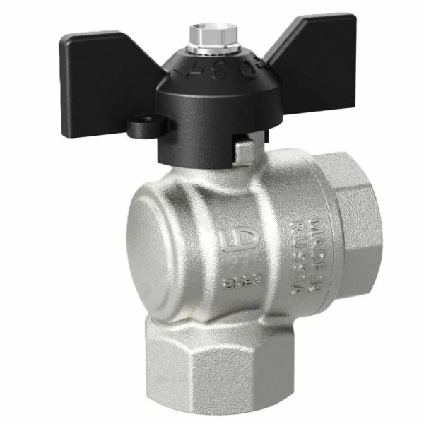 Кран угловой 3/4" ВВ шаровый LD Pride (чёрная бабочка) (LD 47.200.20)