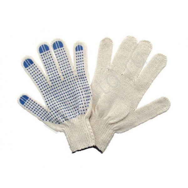 Перчатки х/б 5 нитей 10 кл. с ПВХ точками (белые) (109)