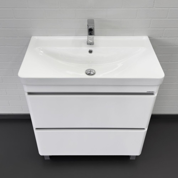 Тумба напольная Comforty Мадрид 810x860x475 серый шелк матовый с раковиной (00-00019070) Тумба напольная Comforty Мадрид 810x860x475 серый шелк матовый с раковиной (00-00019070)