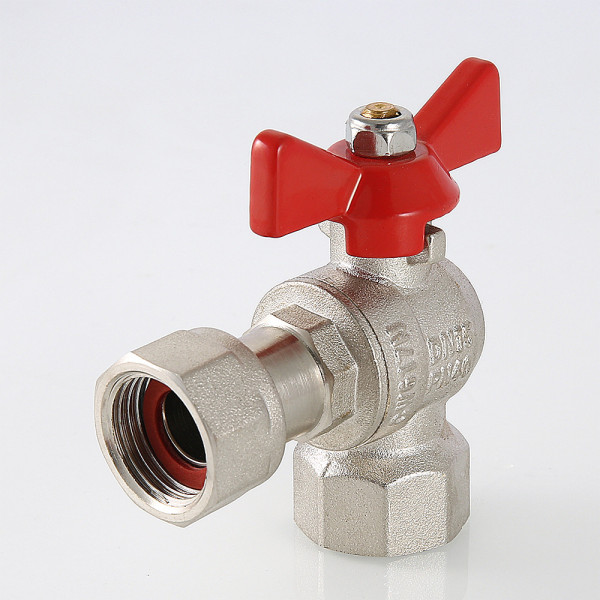 Кран угловой 1/2"х1/2" ВВ шаровый с накидной гайкой Valtec (красная бабочка) VT.266.N.0404