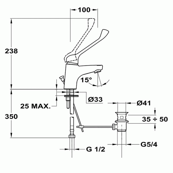 Смеситель для раковины Mofem Jun Evo Med 101 с медицинской ручкой (159-0024-00)