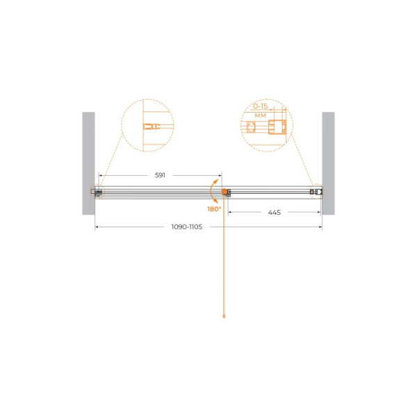 Душевая перегородка Cezares Urban 110x195 стекло прозрачное, профиль хром (URBAN-B-12-110-C-CR)