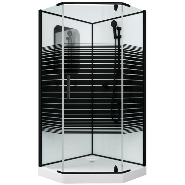 Душевая кабина Grossman 90x90 стекло прозрачное с рисунком, профиль черный (GR-271D) Душевая кабина Grossman 90x90 стекло прозрачное с рисунком, профиль черный (GR-271D)