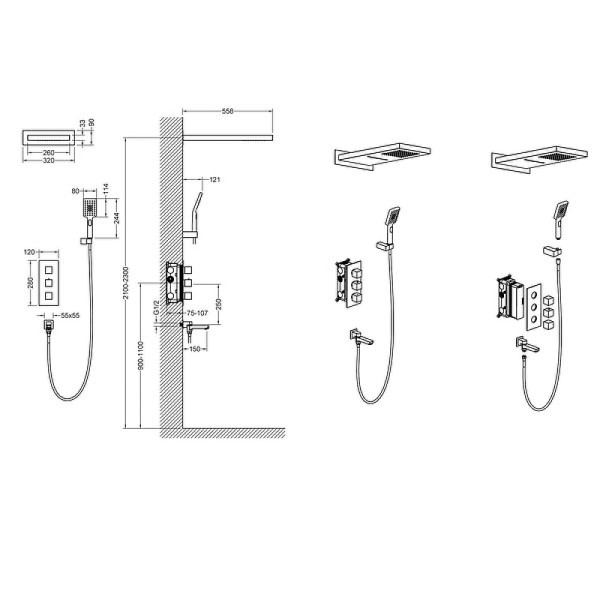 Душевая система Timo Petruma черная внеш.часть внутр.часть (SX-5079/03SM)
