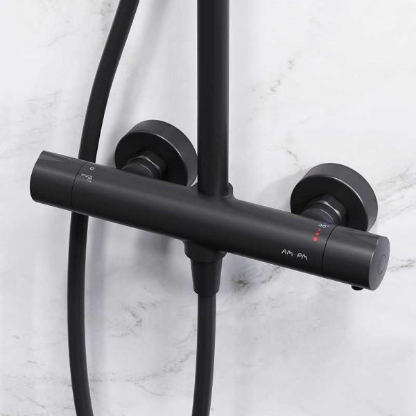 Душевая система AM.PM Like с термостатом, черная матовая (F0780422) Душевая система AM.PM Like с термостатом, черная матовая (F0780422)