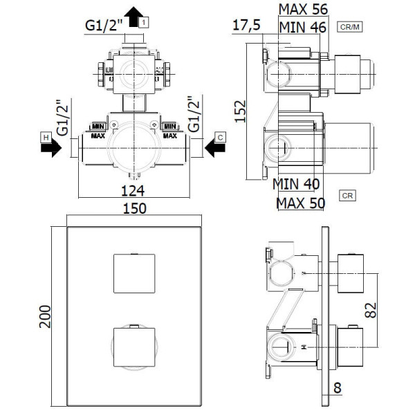 Смеситель для ванны и душа Paffoni Elle термостатический, черный (LEQ513NO/M) Смеситель для ванны и душа Paffoni Elle термостатический, черный (LEQ513NO/M)