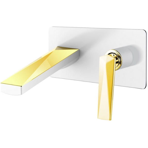 Смеситель для раковины Boheme Venturo белый+золото (385-W) Смеситель для раковины Boheme Venturo белый+золото (385-W)