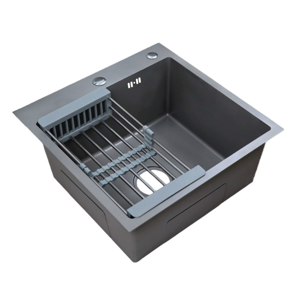 Мойка для кухни Azario Nicole 500х500х220 в комплекте сифон диспенсер коландер серая соты (AZG5050H)