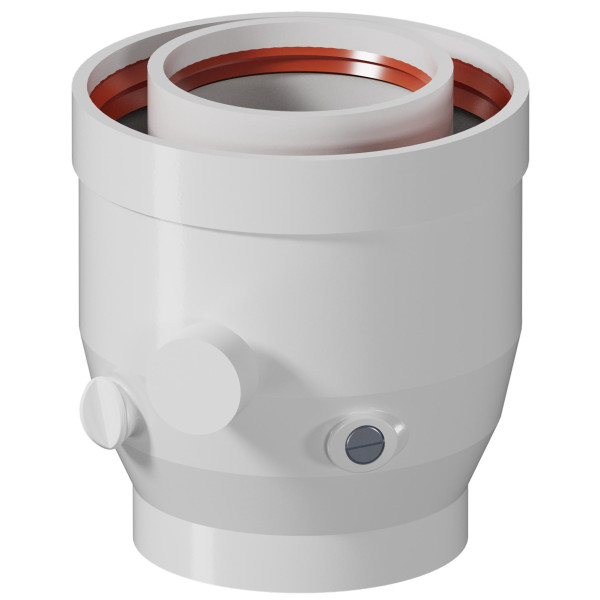 Переход Okseler с конденсатоотводом и инспекцией с D60/100 на 80/125 (oks00116)