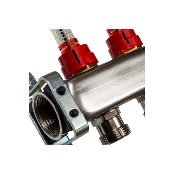 Коллекторная группа 12 отводов 1"x3/4"(18)EK с расходомерами Stout (нерж.сталь) (SMS-0917-000012)