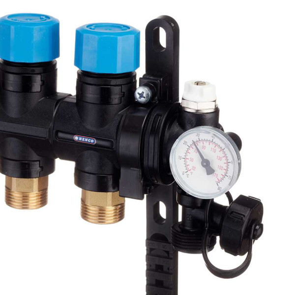 Коллекторная группа 7 отводов 1" с расходомерами и термометрами Henco (композит) (UFH-0605MDK07-03L)