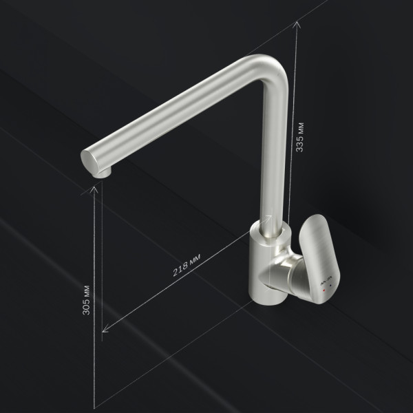 Cмеситель для кухни AM.PM Like L-образный излив, сатин (F8005011)