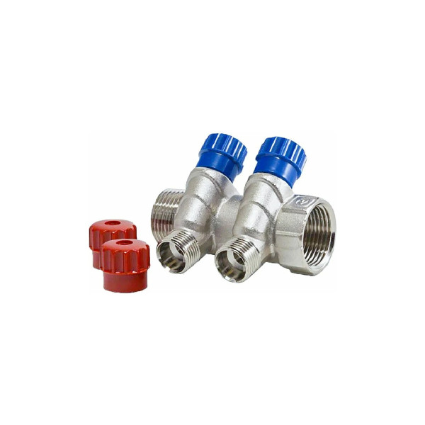Коллектор 2 отв. регулируемый 3/4"*1/2"Н Valtec (никель, с комплектом ручек) (VTc.560.N.0502) Коллектор 2 отв. регулируемый 3/4"*1/2"Н Valtec (никель, с комплектом ручек) (VTc.560.N.0502)