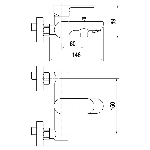 Смеситель для ванны Swedbe Lynx хром (2330) Смеситель для ванны Swedbe Lynx хром (2330)