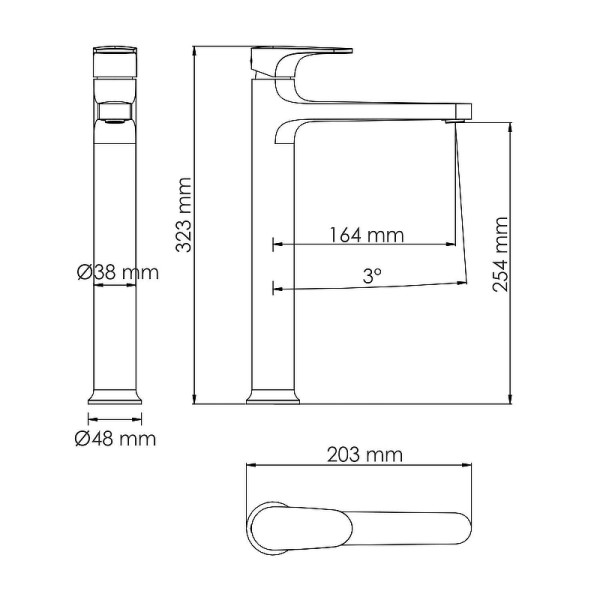 Смеситель для раковины WasserKRAFT Weida хром (3103H) Смеситель для раковины WasserKRAFT Weida хром (3103H)