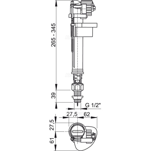 Клапан впускной AlcaPlast с нижней подводкой 1/2" (латунь) (A18-1/2")