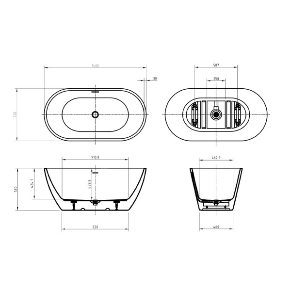 Ванна акриловая BelBagno Uno 140x72 белая (BB701-1400-720-K) Ванна акриловая BelBagno Uno 140x72 белая (BB701-1400-720-K)