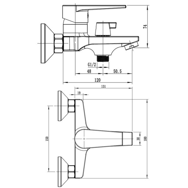 Смеситель для ванны и душа Esko Budapest хром (BT54) Смеситель для ванны и душа Esko Budapest хром (BT54)