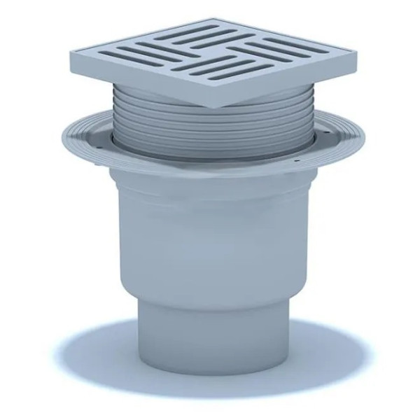 Трап вертикальный 110 мм. (150*150) АНИ регулируемый, с гидрозатвором (решетка пластик) АНИ пласт (TA1710)