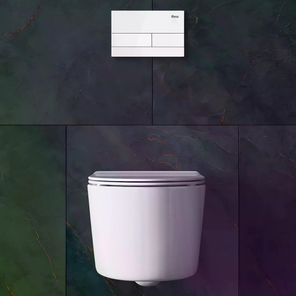 Инсталляция для подвесного унитаза Rea с клавишей White glass (KPL-E0052)