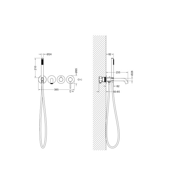 Смеситель для ваны и душа Aquatek Европа встраиваемый хром (AQ1344CR)
