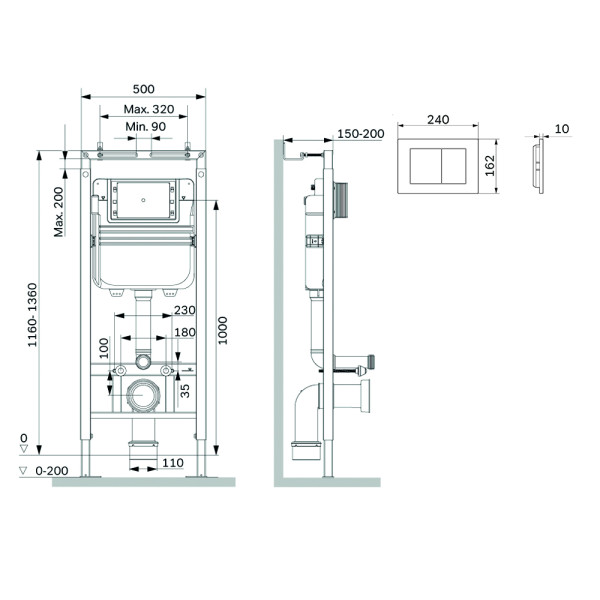 Инсталляция для подвесного унитаза AM.PM MasterFit с клавишей S, бел глянц (I012713.0201)