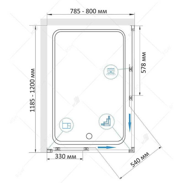 Душевой уголок RGW CL-44-B 120*80 стекло прозрачное, профиль черный 32094482-14