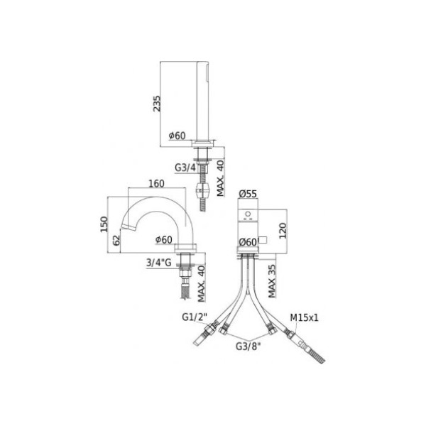 Смеситель на борт ванны Paffoni Light хром (LIG047CR) Смеситель на борт ванны Paffoni Light хром (LIG047CR)